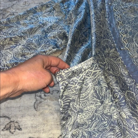 Boho Silk Batik Kimono Duster Blue Festival Beach Cover Up One Size - Picture 6 of 8